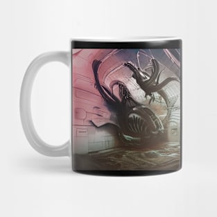 Alien attacking a space station Mug